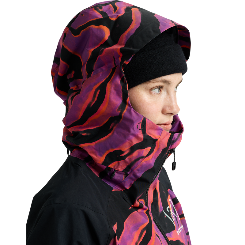 Women's [ak] GORE-TEX Kimmy 2L Anorak Jacket, Burton Women's [ak] GORE-TEX Kimmy 2L Anorak Jacket in E1J-Slash Multi/True Black hood