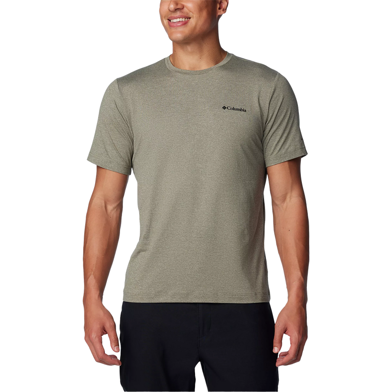 Columbia Tech Trail Crew Neck II in stone green heather front