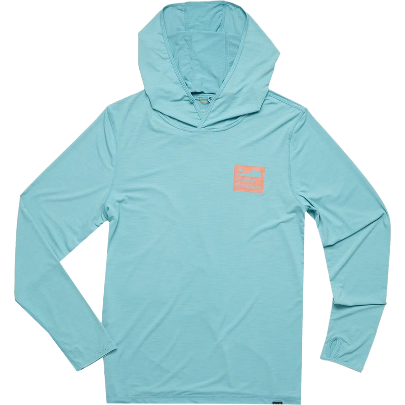Men's HB Tech Hoodie, Howler Brothers Men's HB Tech Hoodie in Aquia front flat