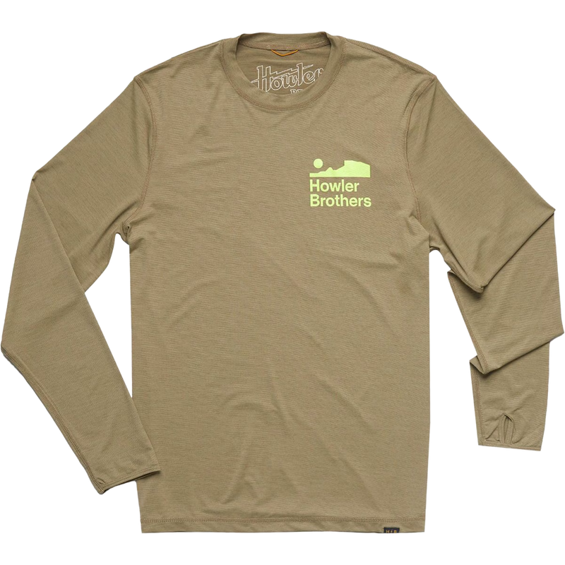 Men's HB Tech T, Howler Brothers Men's HB Tech T in Faded Olive front flat