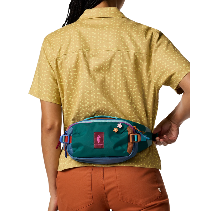 Allpa X 1.5L Hip Pack, Cotopaxi Allpa X 1.5L Hip Pack in Del Dia with model on waist back