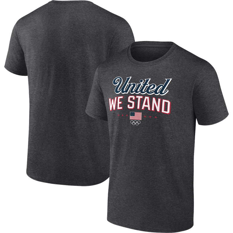 Men's USA Victory United Tee Olympics, Fanatics Men's USA Victory United Tee Olympics 24 in Charcoal Heather front and back