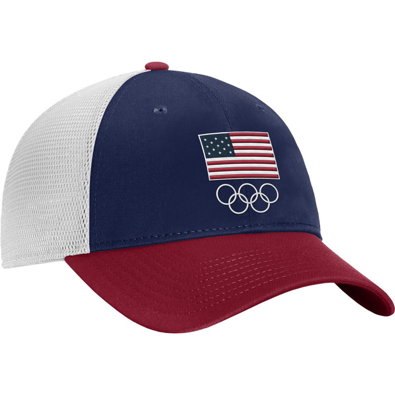 Team USA Red/White/Blue Mesh Olympics, Fanatics Team USA Red/White/Blue Structured Adjustable Mesh Olympics '24 side