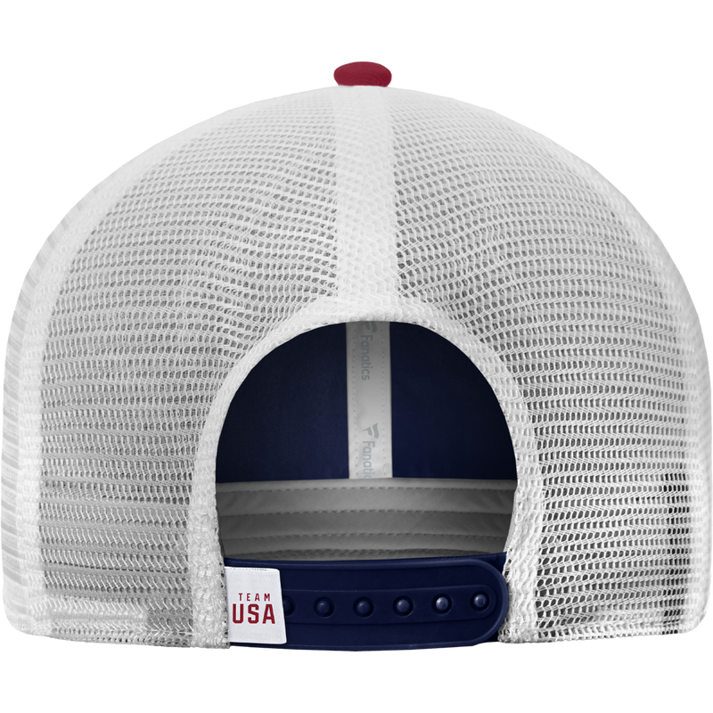 Team USA Red/White/Blue Mesh Olympics, Fanatics Team USA Red/White/Blue Structured Adjustable Mesh Olympics '24  back
