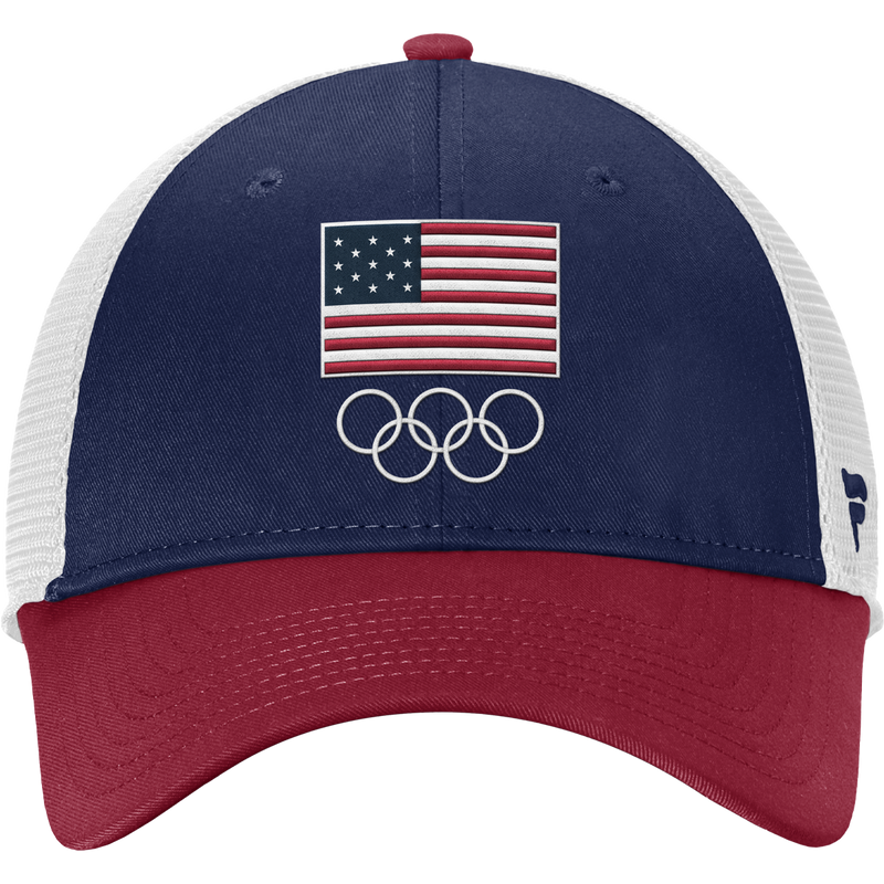 Team USA Red/White/Blue Mesh Olympics, Fanatics Team USA Red/White/Blue Structured Adjustable Mesh Olympics '24 front