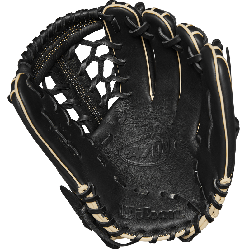A700 Infield/Outfield 12" Single Post T-Web, Wilson A700 Infield/Outfield 12" Single Post T-Web 2024 in Black/Blond palm
