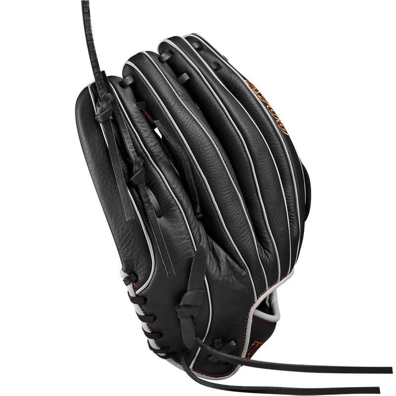A700 Infield/Outfield 12.5" Single Post Web, Wilson A700 Infield/Outfield 12.5" Single Post Web 2024 in Black/Silver/Orange outside fingers