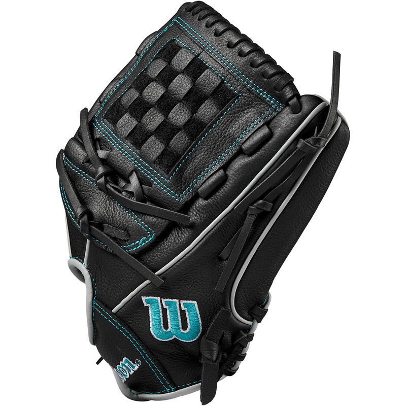 Youth Siren Fastpitch Infield - 12"  Two-Piece Closed, Wilson Siren Fastpitch Infield - 12" Two-Piece Closed 2024 in Black/Teal thumb