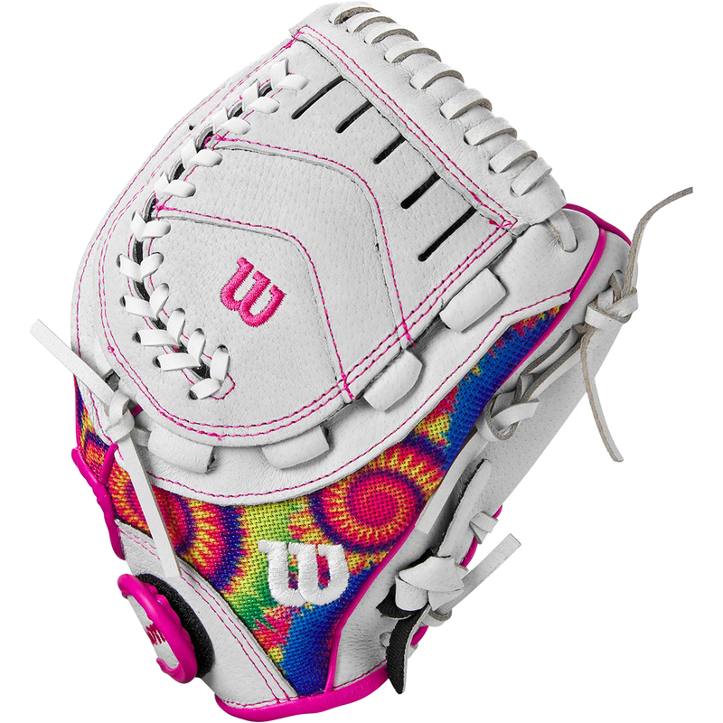 Youth Flash Fastpitch Infield - 11" Closed Web, Wilson Flash Fastpitch Infield - 11" Closed Web in White Pink Tie Dye thumb