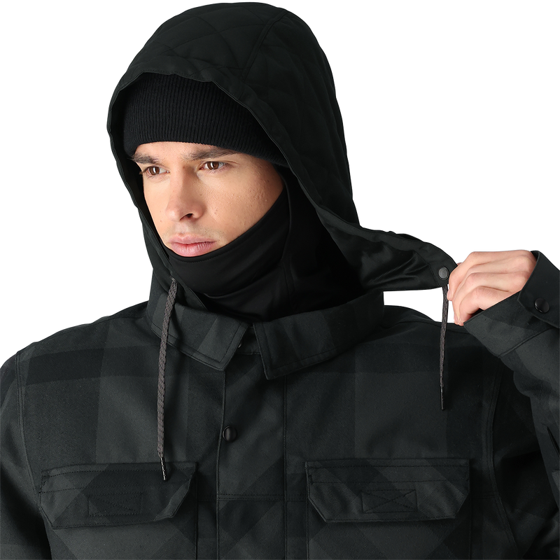 Men's Woodland Jacket, Men's Woodland Jacket in TNBP-Tonal Black Plaid hood