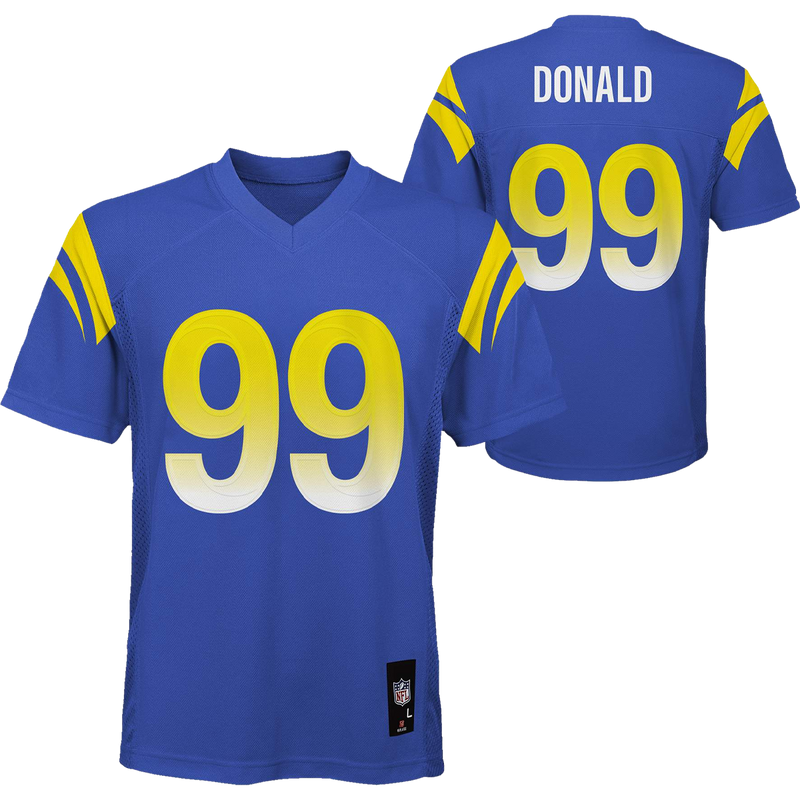 Youth Rams Aaron Donald Replica Jersey, Outerstuff Youth Rams Aaron Donald Replica Jersey front and back