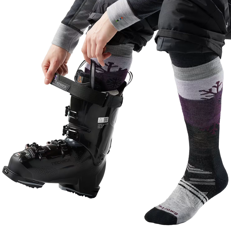 Women's Ski Full Cushion Snowpocalypse OTC Socks, Smartwool Women's Ski Full Cushion Snowpocalypse OTC Socks on model