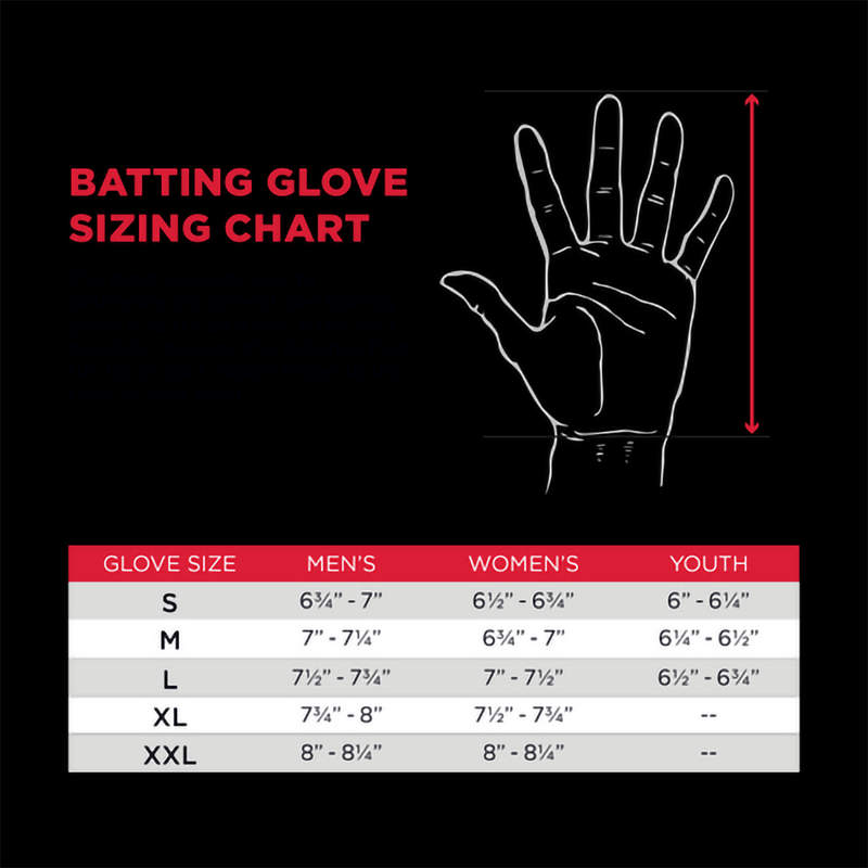 Youth Signature Batting Glove V4, Marucci Sports Youth Signature Batting Glove V4 in White Size Chart
