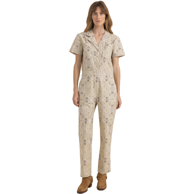 Women's Layover Short Sleeve Jumpsuit, Roark Women's Layover Short Sleeve Jumpsuit in Stone front