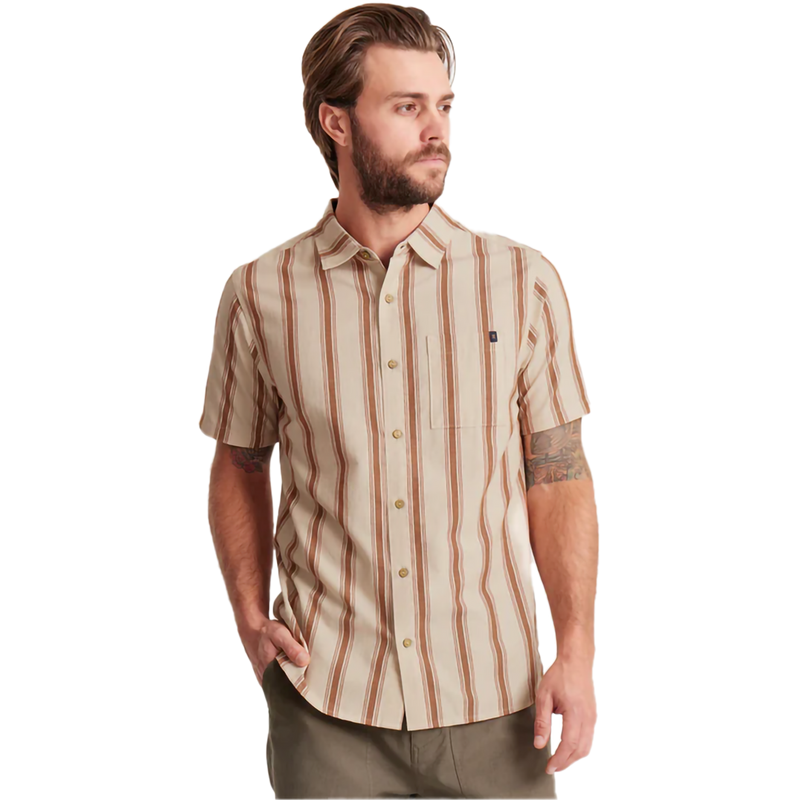 Men's Journey Short Sleeve, Roark Men's Journey Short Sleeve in SRB-Stripe Bone front