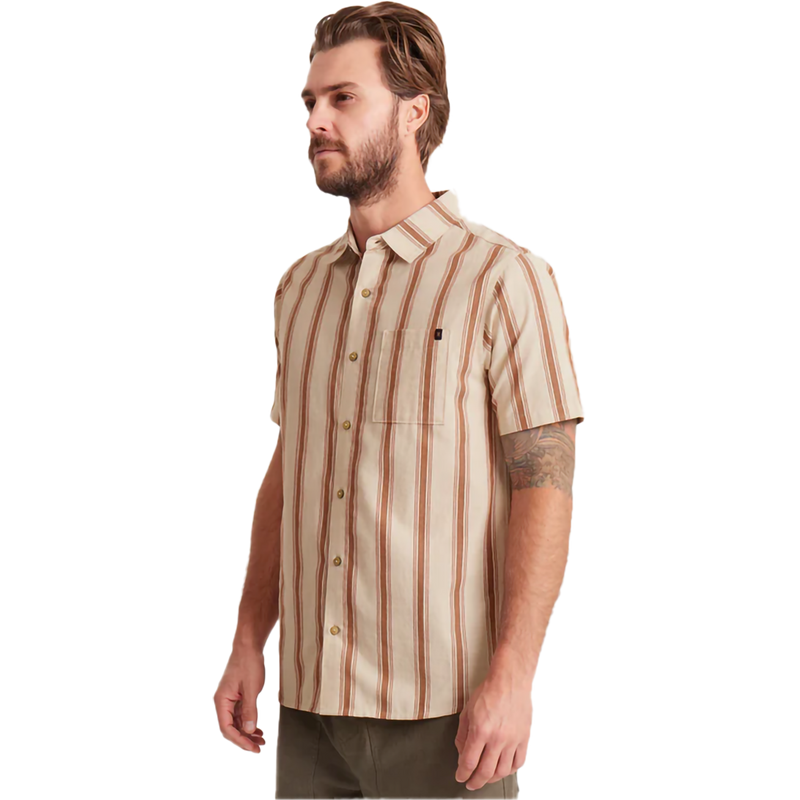 Men's Journey Short Sleeve, Roark Men's Journey Short Sleeve in SRB-Stripe Bone front left