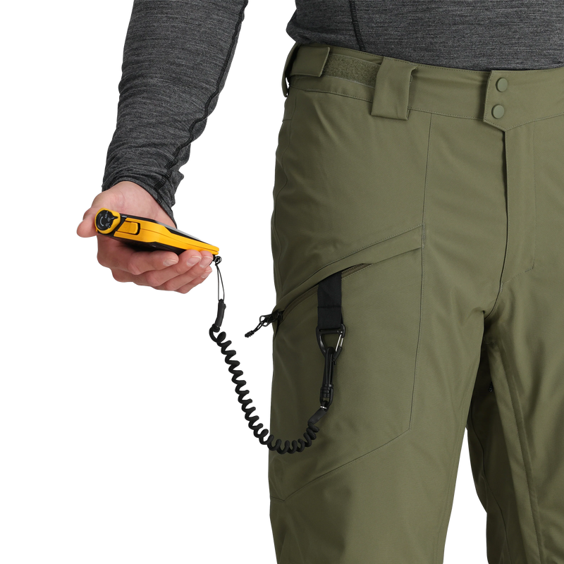 Men's Snowcrew Pants, Outdoor Research Men's Snowcrew Pants in 2288-Ranger Green beacon lanyard