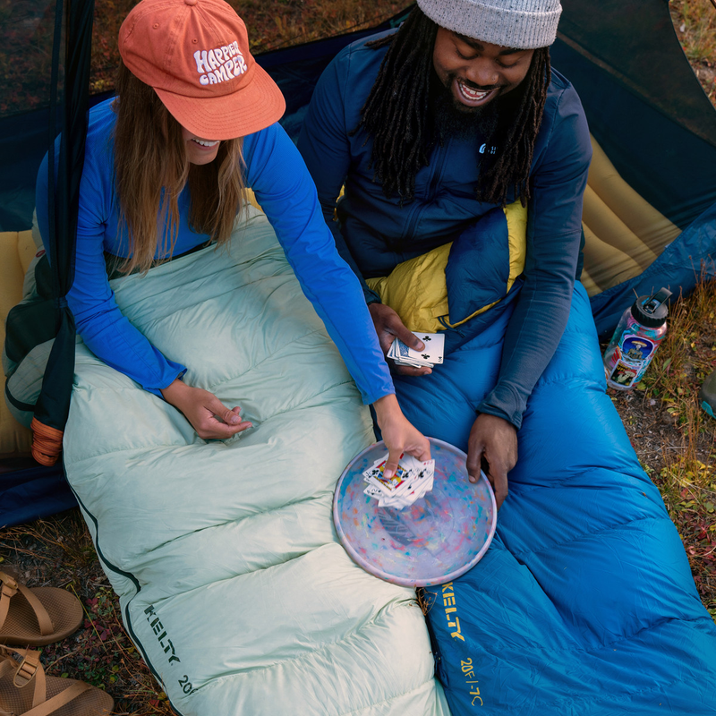 Cosmic Down 20 - Long, Kelty Cosmic Down 20 at camp