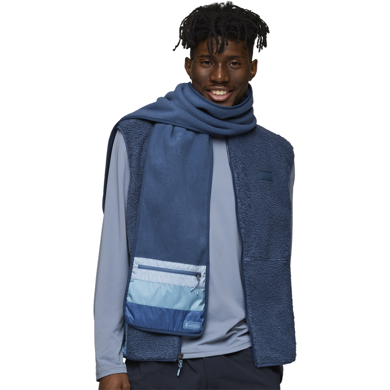 Teca Fleece Scarf, Cotopaxi Teca Fleece Scarf on model