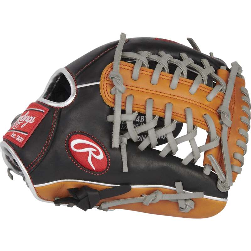 R9 Contour Infield/Pitcher's - 11.5" Trap-Eze Web Left Hand Throw, Rawlings R9 Contour Infield/Pitcher's - 11.5" Trap-Eze Web Left Hand Throw in Black/Tan thumb