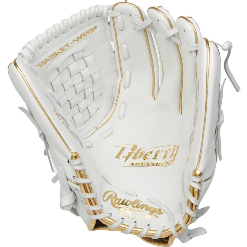 Women's Liberty Advanced Fastpitch Outfield - 12.5" Basket, Rawlings Liberty Advanced Fastpitch OF - 12.5" Basket in White palm