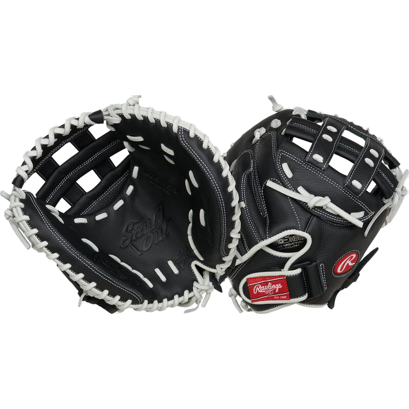 Shut Out Fastpitch Catchers Mitt - 31.5" Pro H-Web, Rawlings Shut Out Fastpitch Catchers Mitt - 31.5" Pro H-Web 2024 in Black front and back