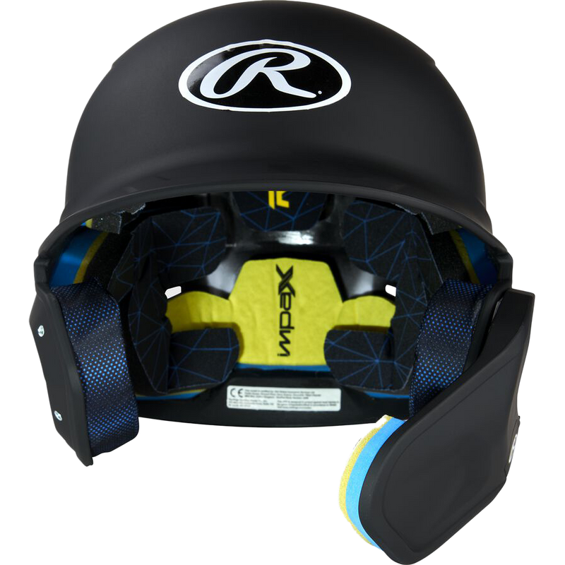 Senior Mach Adjust Helmet, Rawlings Senior Mach Adjust Helmet in black right hand batter front