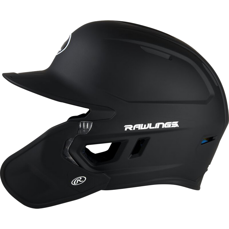 Junior Mach Adjust Helmet, Rawlings Junior Mach Adjust Helmet in black right hand batter left profile