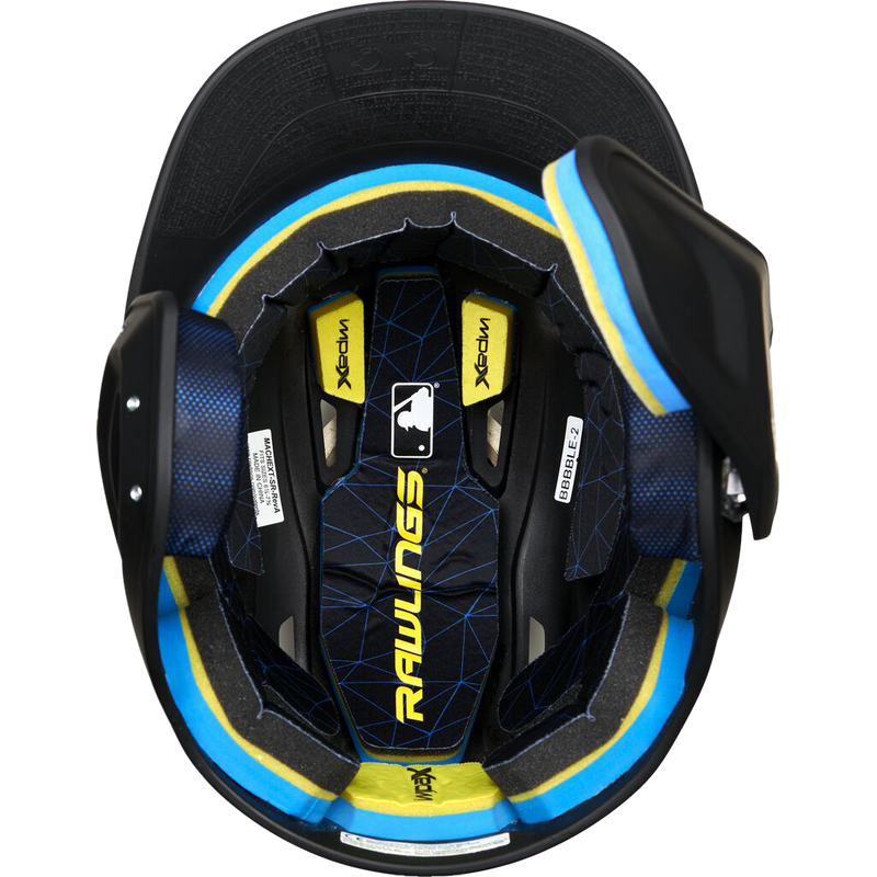 Senior Mach Adjust Helmet, Rawlings Senior Mach Adjust Helmet in black right hand batter bottom