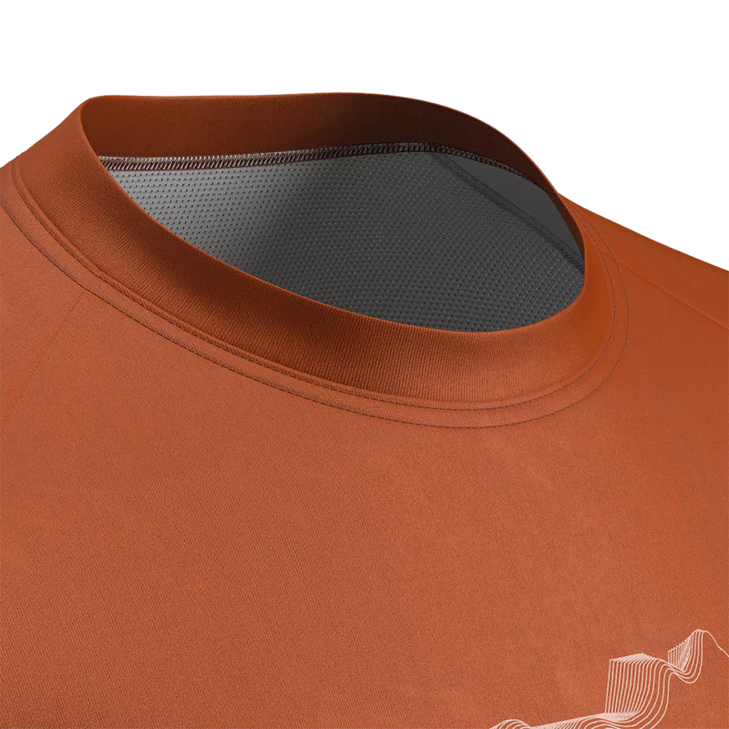 Men's Quartz Short Sleeve Tech Shirt, Adicta Lab Quartz Short Sleeve Tech Shirt in brick front collar