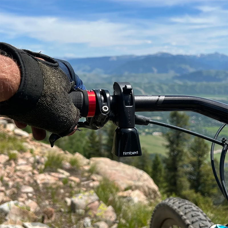 Timber MTB Bell Yew! - Quick Release Mount, JBI Timber MTB Bell Yew! - Quick Release Mount on bike action