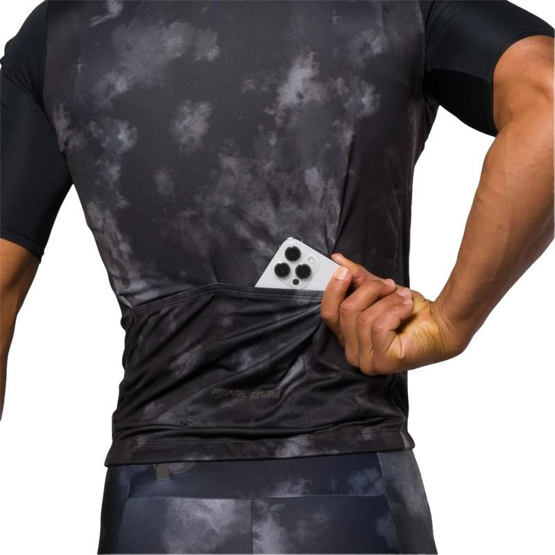 Men's Attack Short Sleeve Jersey, Pearl Izumi Men's Attack Short Sleeve Jersey in Black Spectral back pockets