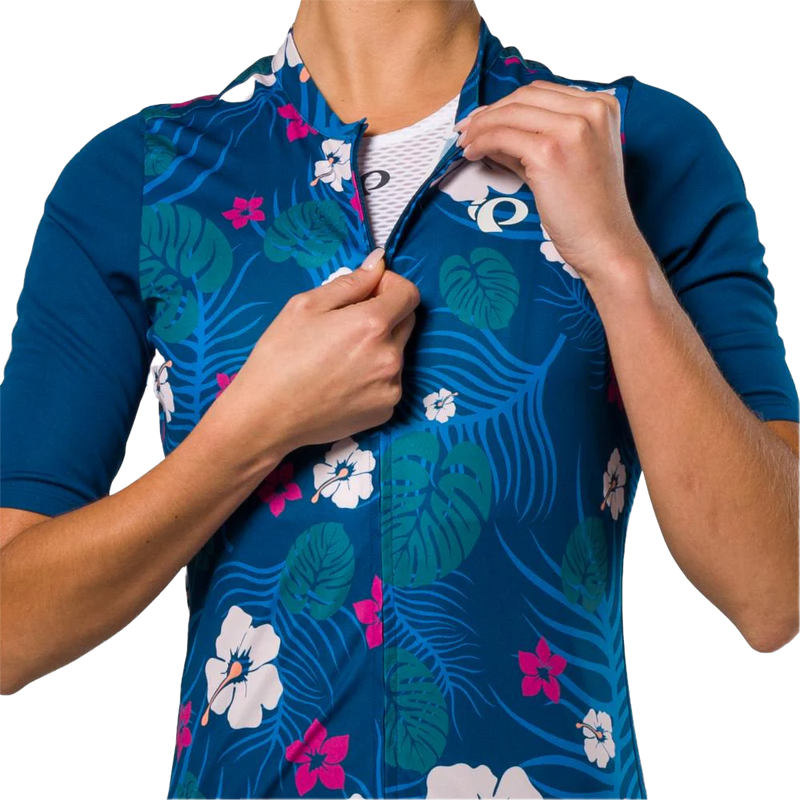 Women's Attack Short Sleeve Jersey, Pearl Izumi Women's Attack Short Sleeve Jersey in Twilight Tropical zipper