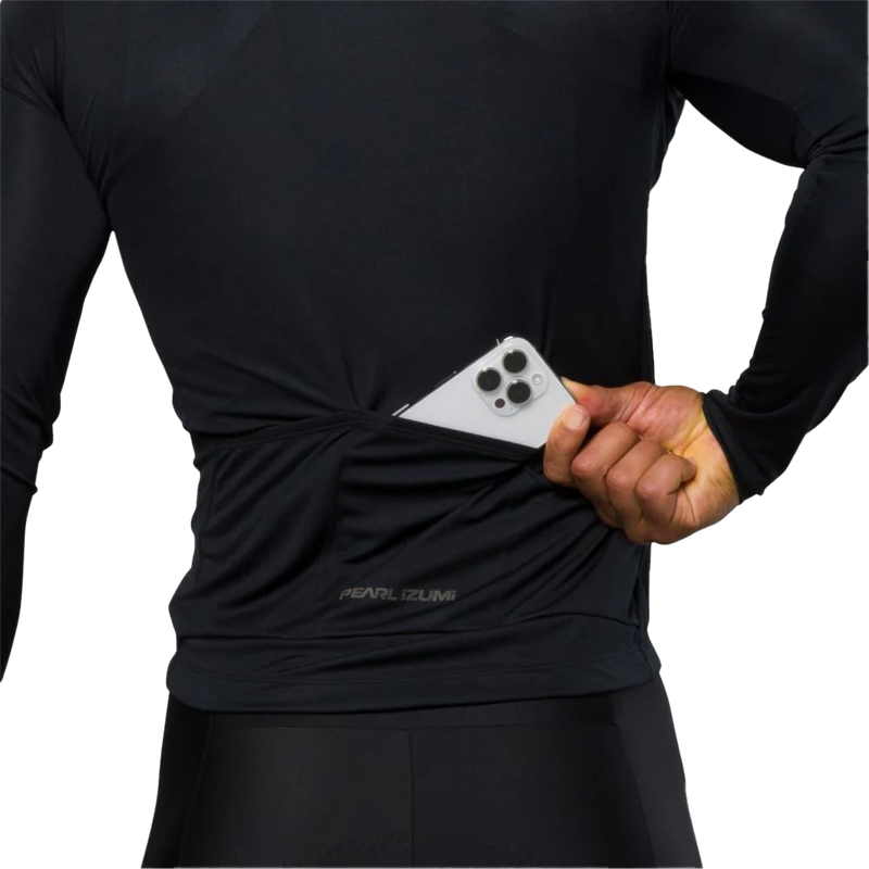 Men's Attack Long Sleeve Jersey, Pearl Izumi Men's Attack Long Sleeve Jersey in Black back pockets