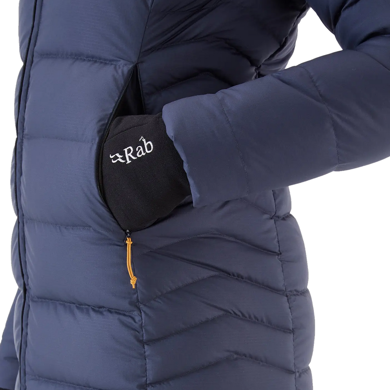 Women's Deep Cover Parka, Rab Women's Deep Cover Parka hand pocket