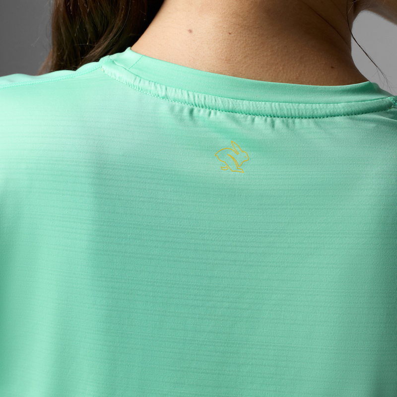 Women's UPF Tee SS, Rabbit Women's UPF Tee SS in 386-Opal back logo
