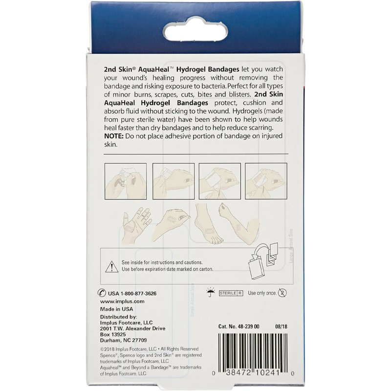 2nd Skin AquaHeal Hydrogel Bandages, Spenco Medical 2nd Skin AquaHeal Hydrogel Bandages back