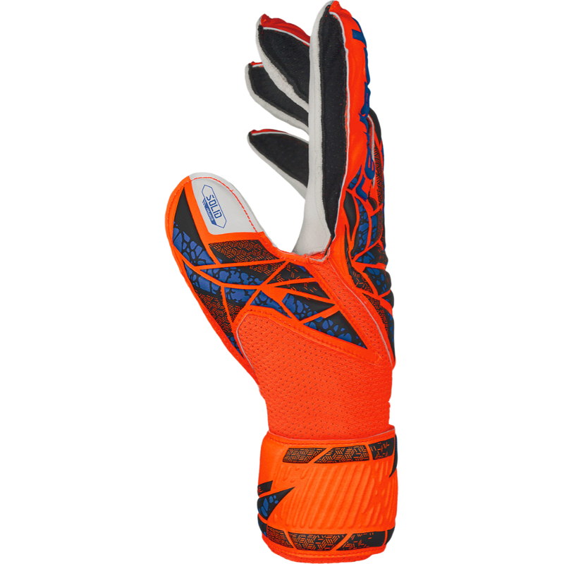 Youth Attrakt Solid FS Glove, Reusch Youth Attrakt Solid FS Glove 2024 in 2210-Orange/Blue  thumb of right glove