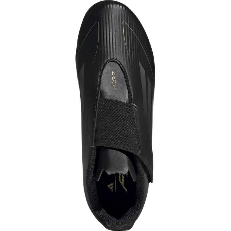 Youth F50 Club Velcro FxG, Adidas Youth F50 Club Velcro FxG in Black/Iron Metal/Gold Metal top