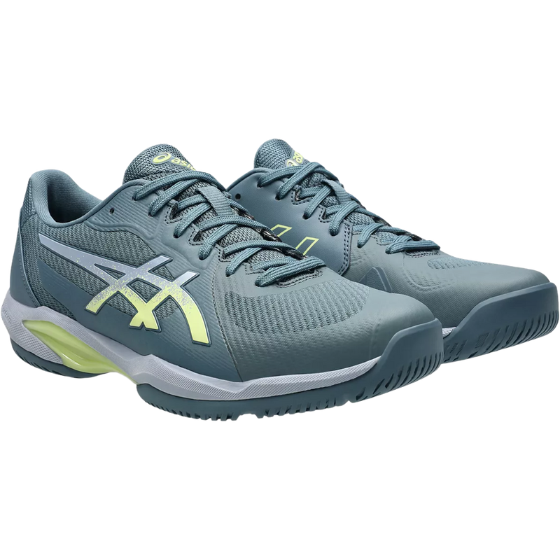 Men's Solution Swift FF 2, Asics Asics Men's Solution Swift FF 2 in 402-Grey Blue/Pistachio pair right front