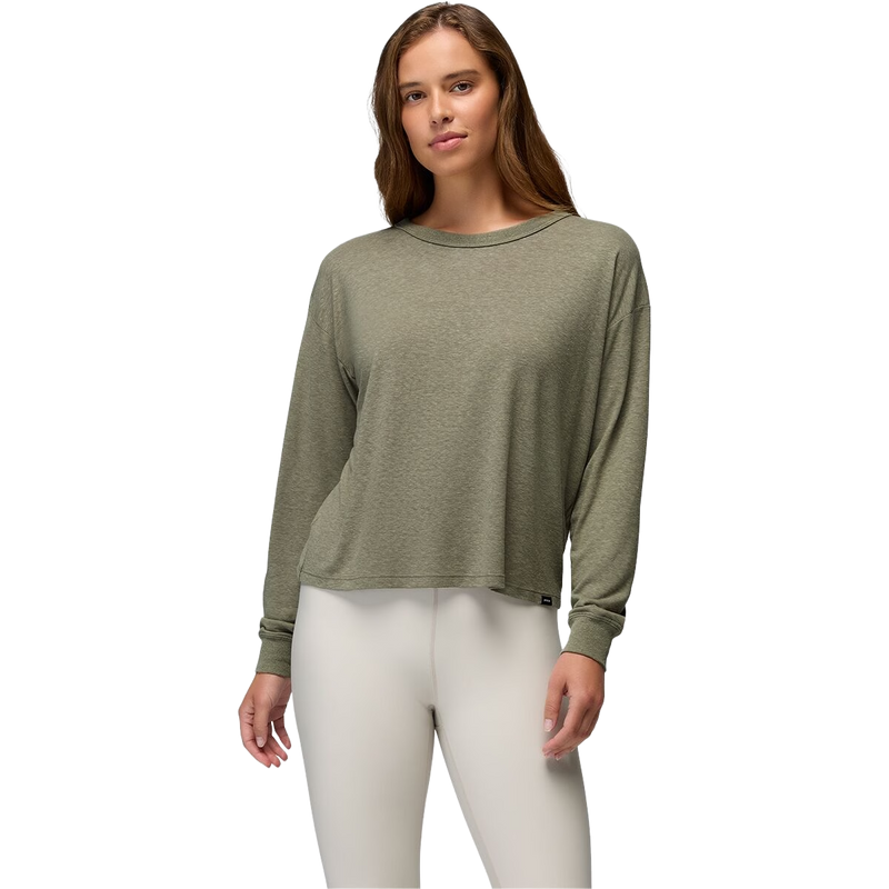Women's Cozy Up Long Sleeve Tee, Prana Women's Cozy Up Long Sleeve Tee front on model