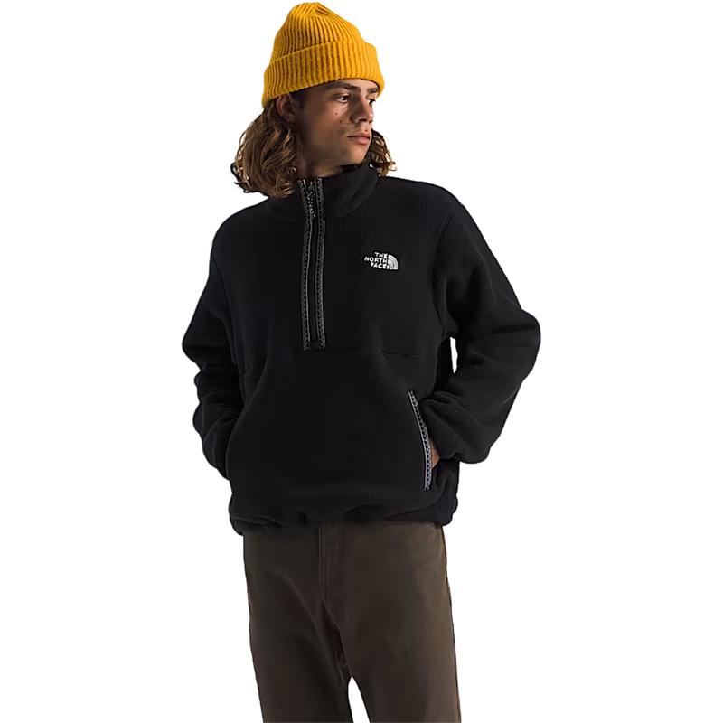 Men's Fleeski 1/4 Zip, The North Face Men's Fleeski 1/4 Zip in KX7-TNF Black/TNF Black front on model