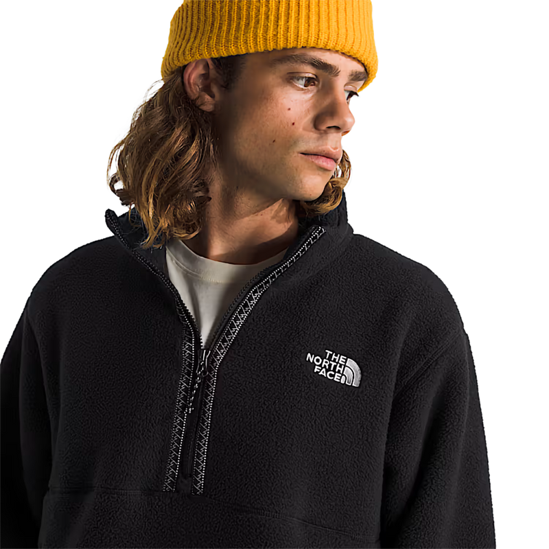 Men's Fleeski 1/4 Zip, The North Face Men's Fleeski 1/4 Zip in KX7-TNF Black/TNF Black front zip on model