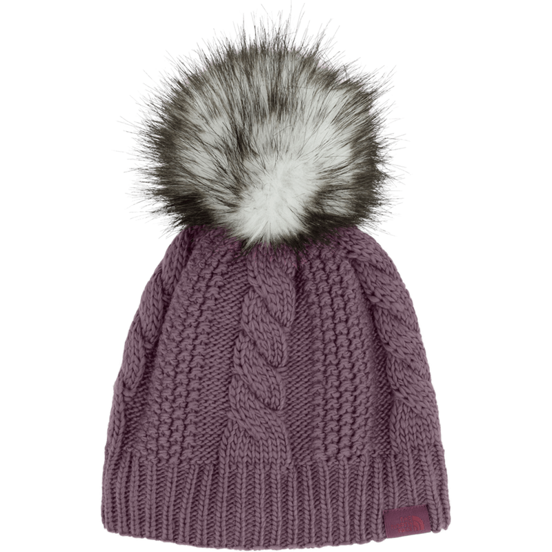 The North Face Women’s Oh Mega Fur Pom Lined Beanie in Midnight Mauve