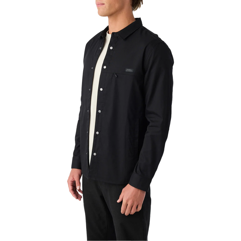 Men's TRVLR Drifter Overshirt, O'Neill Men's TRVLR Drifter Overshirt in BLK-Black front left