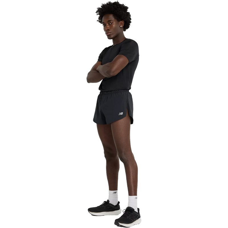Men's RC 3" Split Short, New Balance RC 3" Split Short in Black front left