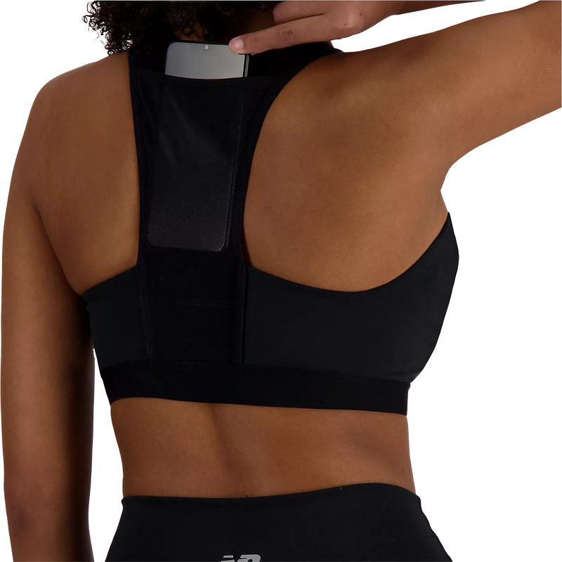 Women's NB Sleek Pocket Zip Front Bra, Women's NB Sleek Pocket Zip Front Bra in Black back