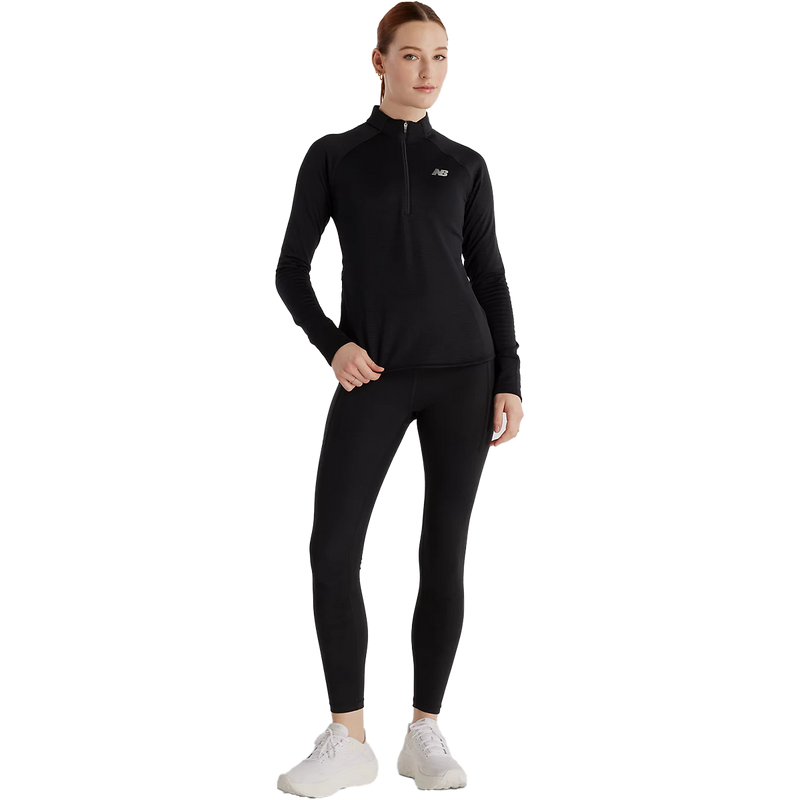 Women's Athletics Heat Grid 1/2 Zip, New Balance Women's Athletics Heat Grid 1/2 Zip in Black front