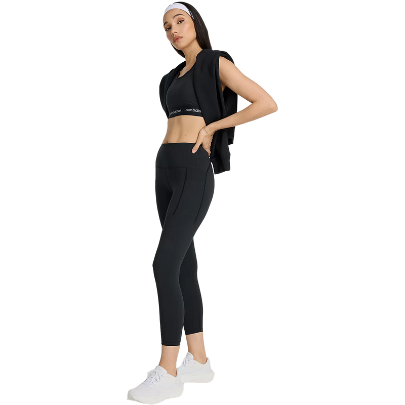 Women's NB Sleek Pocket High Rise Legging, New Balance Women's NB Sleek Pocket High Rise Legging in Black front left