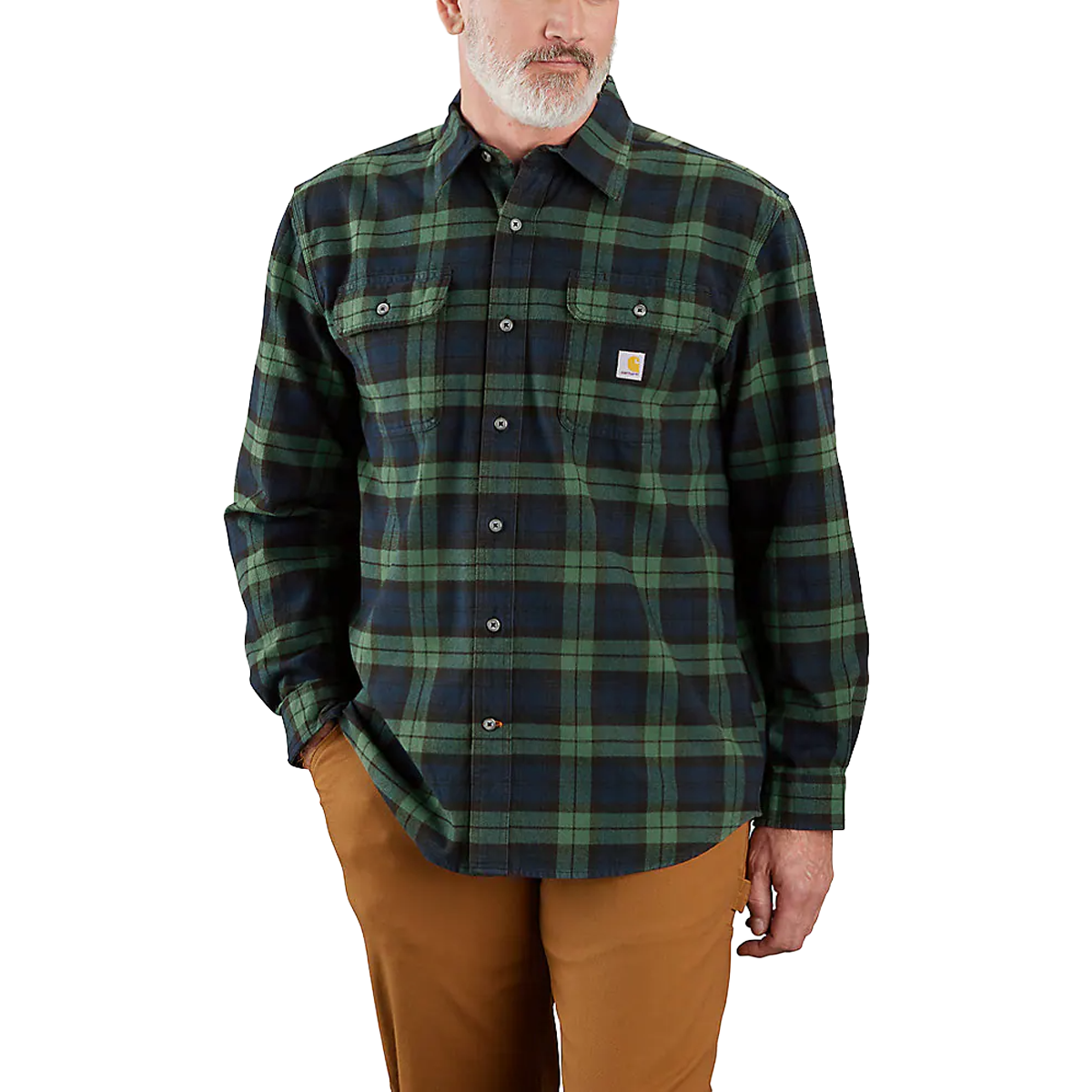 Men's Loose Fit Heavyweight Flannel Long-Sleeve Plaid Shirt alternate view